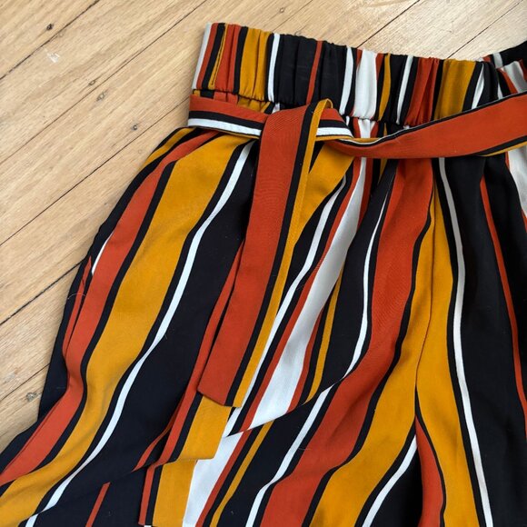 Multi-Colour Cropped Striped Wide Leg Trousers - Picture 3 of 7